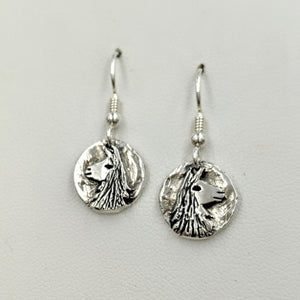 Llama Relic Coin Earrings  - On French wires, Sterling Silver
