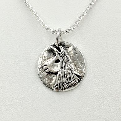 Llama Relic Style Coin Pendant - Sterling Silver