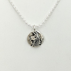Llama Relic Style Coin Pendant - Sterling Silver