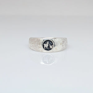 Momma Baby Cria Signet Ring in Sterling Silver - narrow width hammered texture