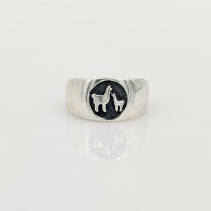Sampl Momma Baby Cria Signet Ring in Sterling Silver - wide width   shiny texture