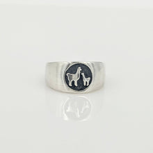 Load image into Gallery viewer, Momma Baby Cria Signet Ring in Sterling Silver - wide width satin texture