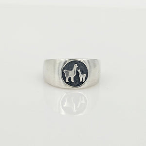 Momma Baby Cria Signet Ring in Sterling Silver - wide width satin texture