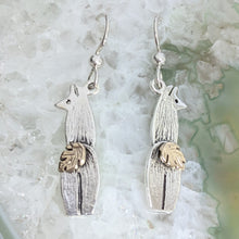 Load image into Gallery viewer, Sterling Silver Swoosh Tush Llama Earrings with Sterling Silver or 14K Gold Tails