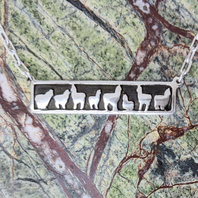 Alpaca Huacaya Herd Line Bar Necklace