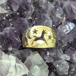 Alpaca or Llama Celestial Spirit Wide Cigar Style Ring 12MM