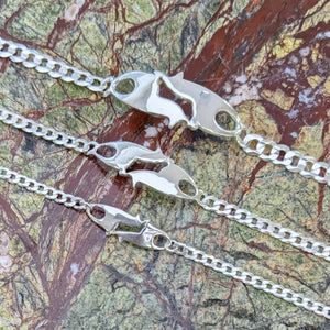 Alpaca or Llama Sterling Silver Yin -Yang Duo ID Bracelet