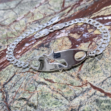 Alpaca or Llama Sterling Silver Yin -Yang Duo ID Bracelet
