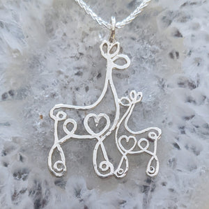 Alpaca or Llama Romantic Ribbon Momma And Baby Cria Pendant