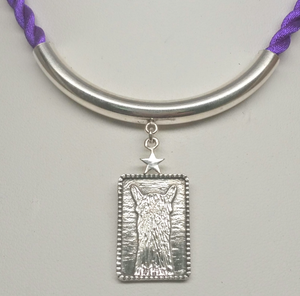 ALSA National Show Champion Pendant -  Reserve National Alpaca Champion - Sterling Silver hanging on  Sterling silver tube