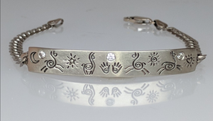 Custom Llama or Alpaca Icon  Bracelet - 14K White Gold with Diamond Accent