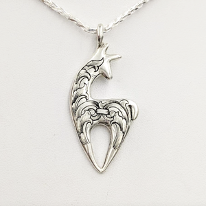  Hand Engraved Spirit Crescent Pendant - Sterling Silver