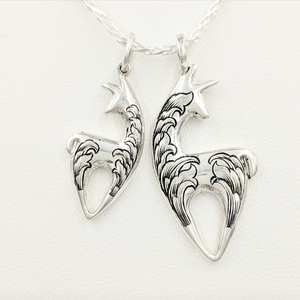 Two sizes of Hand Engraved Spirit Crescent Pendants - Sterling Silver