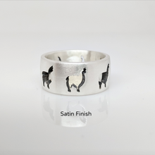 Load image into Gallery viewer, Alpaca HuacayaSilhouette Icon Punch Ring -  satin finish sterling silver
