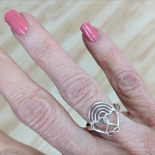 Load image into Gallery viewer, Rainbow Bridge Ring Sterling Silver Shown on a woman&#39;s hand