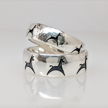 Load image into Gallery viewer, Custom Rings with an Alpaca or Llama Punched Out Icons - matching wedding bands -Sterling Silver