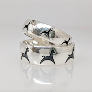 Custom Rings with an Alpaca or Llama Punched Out Icons - matching wedding bands -Sterling Silver