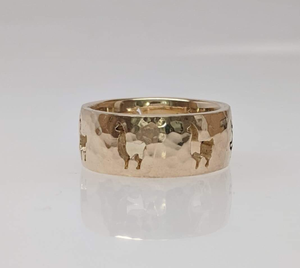 Custom Ring with an Alpaca  punch cutouts - 14K Yellow Gold 